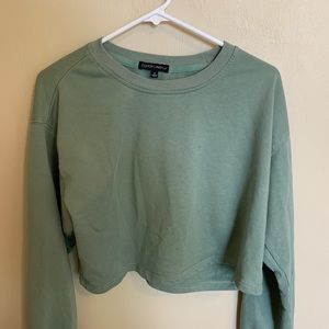 Cotton Candy LA sea foam green cropped crew neck!